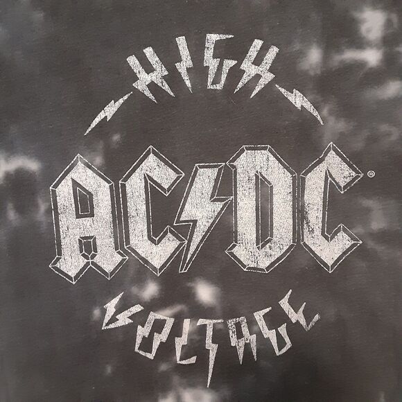 ACDC High Voltage Mens Size S Black White Tie Dye T-Shirt Cotton Short Sleeve - Picture 1 of 6